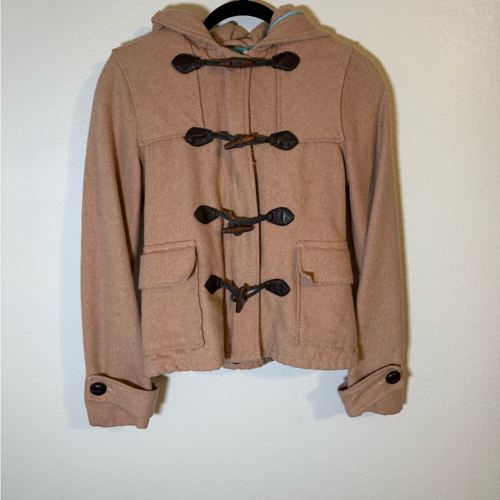 Vintage Hollister Y2K Women’s Wool Toggle Coat with Hood